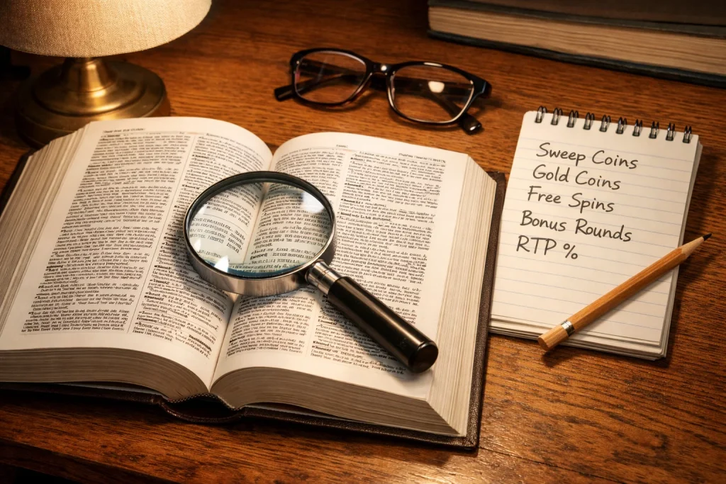 Sweepstakes casino glossary with terms and definitions